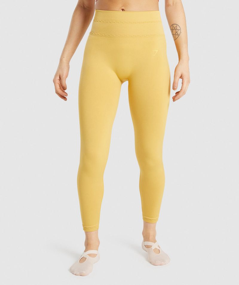 Women's Gymshark Studio Leggings Yellow | USA 9573-DTWLH