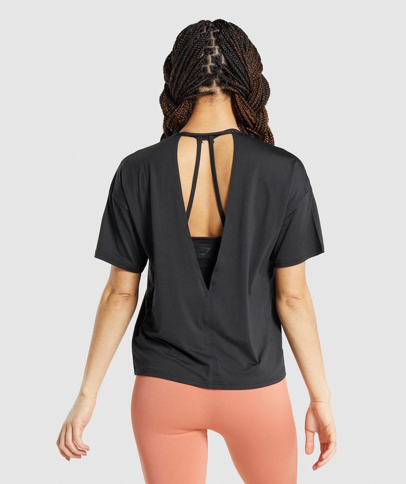 Women's Gymshark Studio T-Shirts Black | USA 7824-ZHNDU