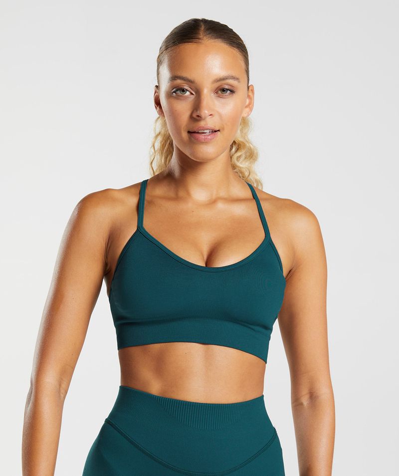 Women's Gymshark Sweat Seamless Sports Bra Turquoise | USA 0657-ULXMS