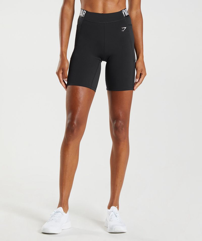 Women's Gymshark Training Brandmark Cycling Shorts Black | USA 5063-TCRJV