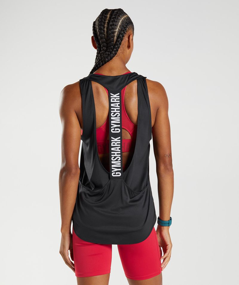 Women's Gymshark Training Brandmark Tank Tops Black | USA 7109-KPVHF