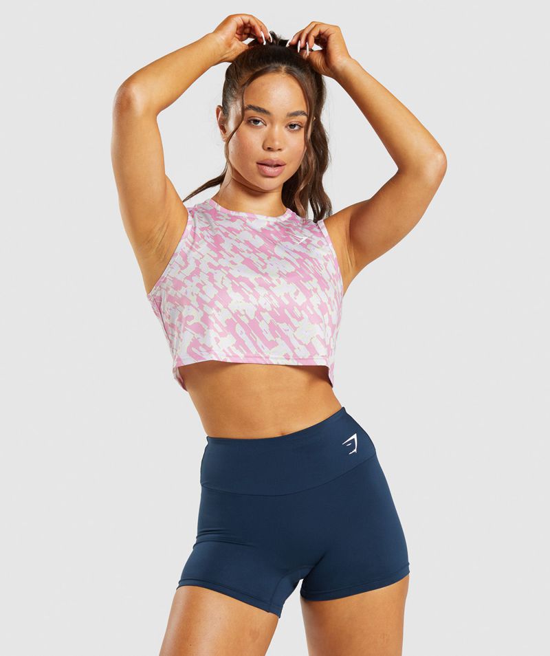 Women's Gymshark Training Crop Tank Tops Pink | USA 5803-FXBUG