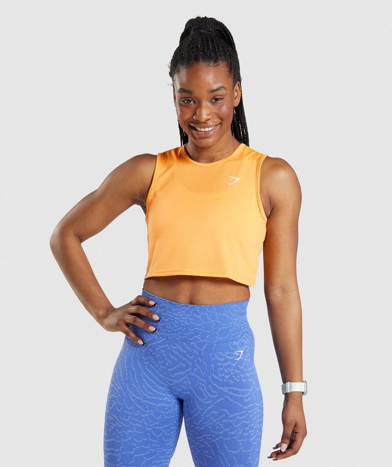 Women's Gymshark Training Crop Tank Tops Orange | USA 5976-LEADC