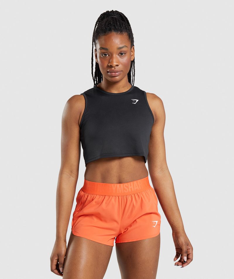 Women's Gymshark Training Crop Tank Tops Black | USA 7869-JKCOF