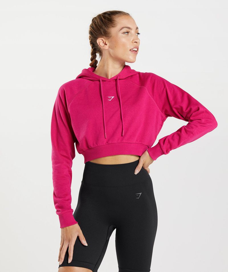 Women's Gymshark Training Cropped Hoodie Pink | USA 5940-VARTG