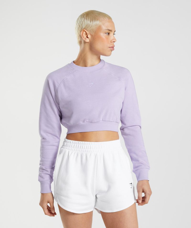 Women's Gymshark Training Cropped Sweatshirts Purple | USA 2134-MJRUP