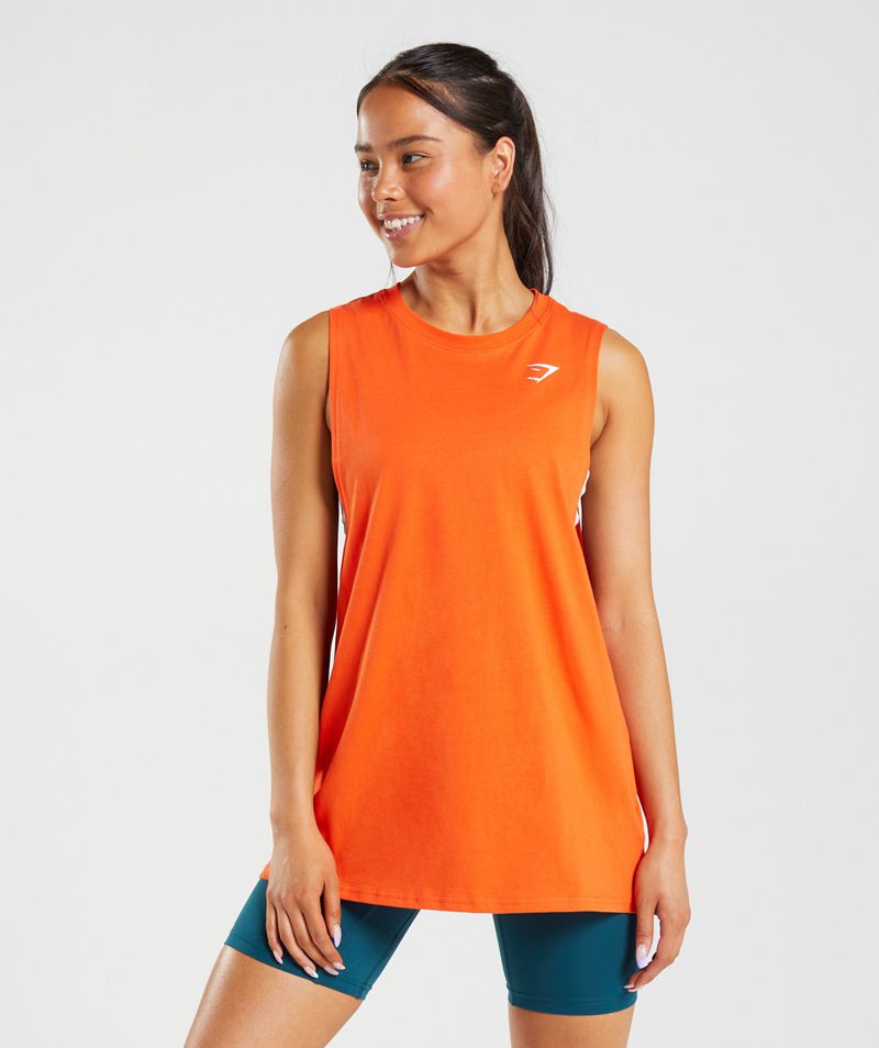 Women's Gymshark Training Drop Arm Tank Tops Orange | USA 3509-OTDAL