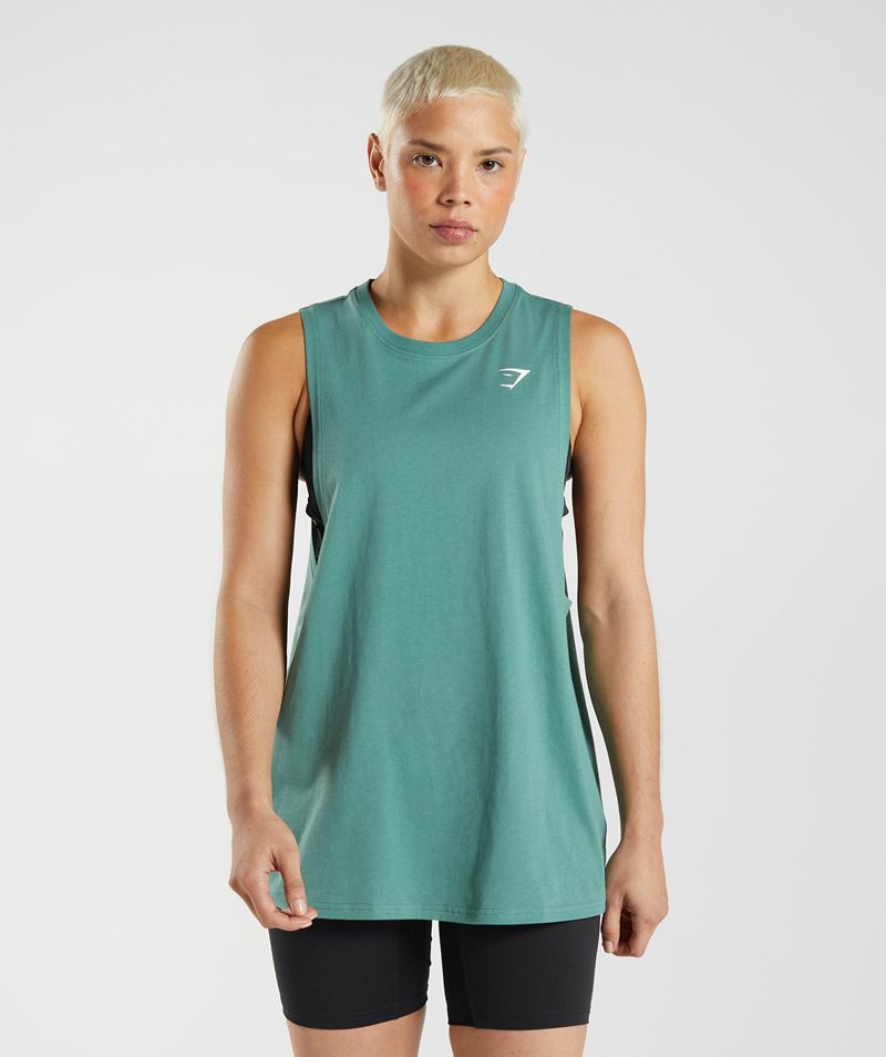 Women's Gymshark Training Drop Arm Tank Tops Green | USA 8724-LOHAV