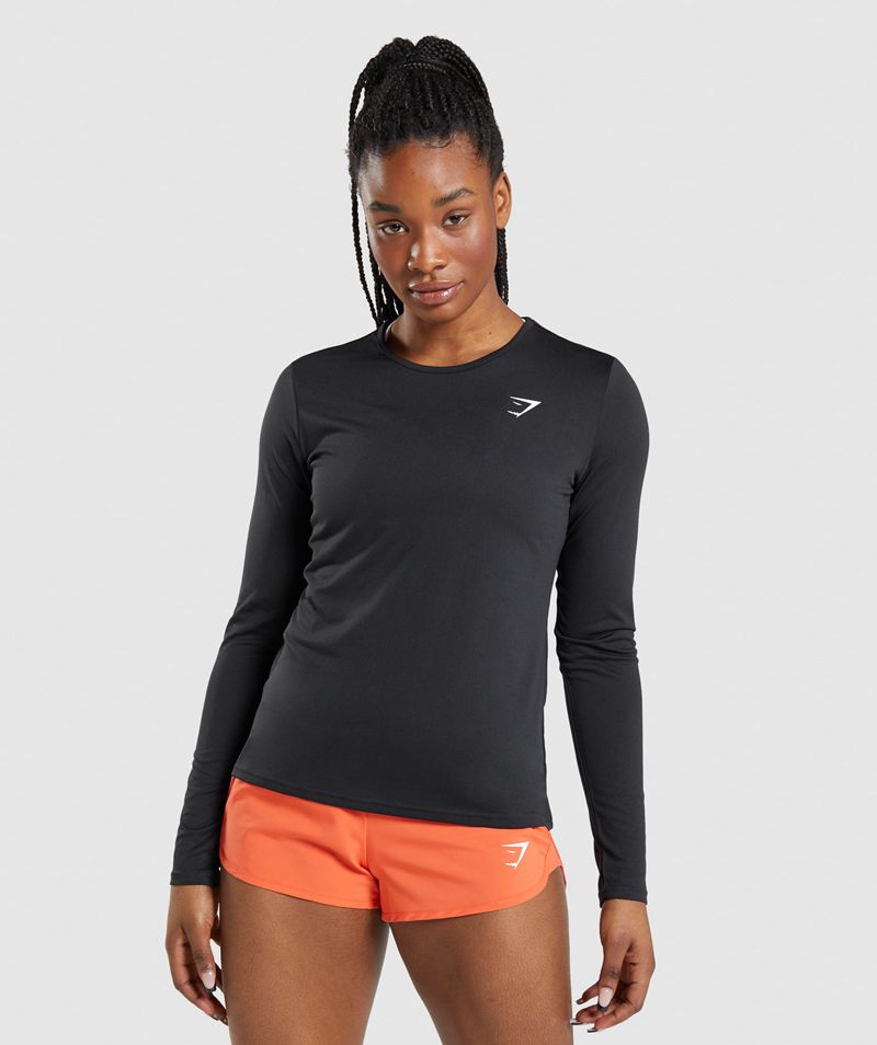 Women's Gymshark Training Long Sleeve Tops Black | USA 6981-LUBYE