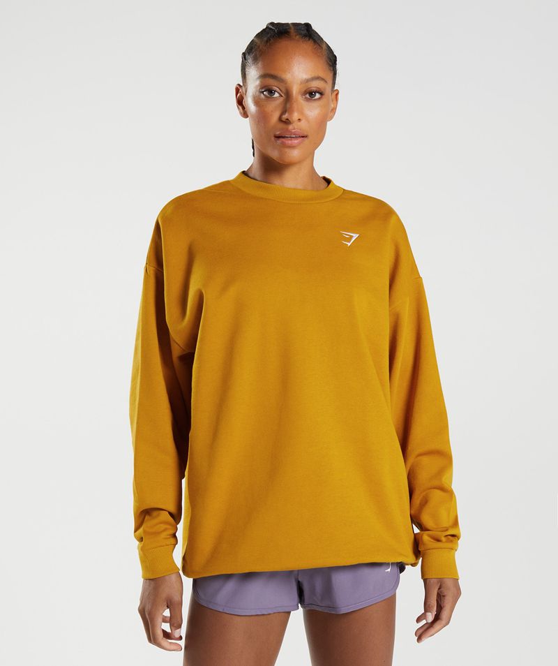 Women's Gymshark Training Oversized Sweatshirts Yellow | USA 0167-LGXNK