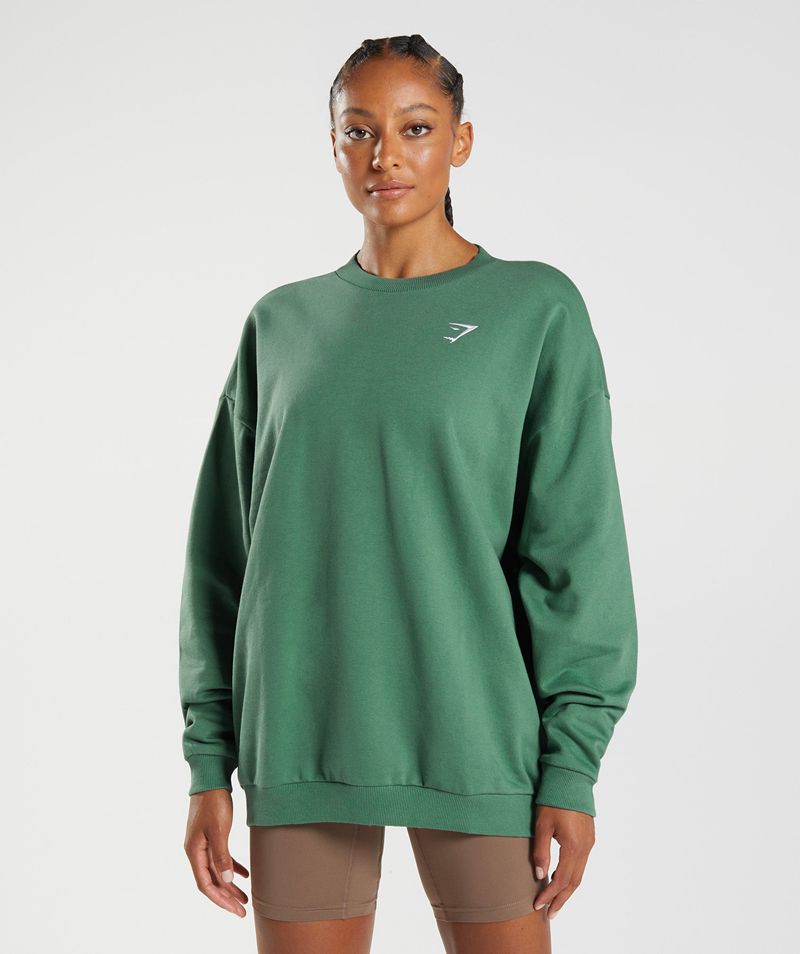 Women's Gymshark Training Oversized Sweatshirts Green | USA 9276-RFGDU