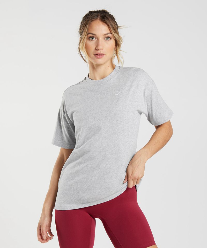 Women's Gymshark Training Oversized T-Shirts Light Grey | USA 7418-EKBZI