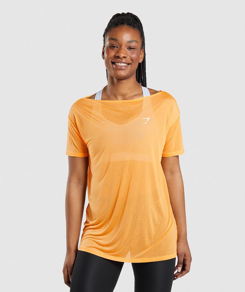 Women's Gymshark Training Oversized Tops Orange | USA 5970-QWRSE