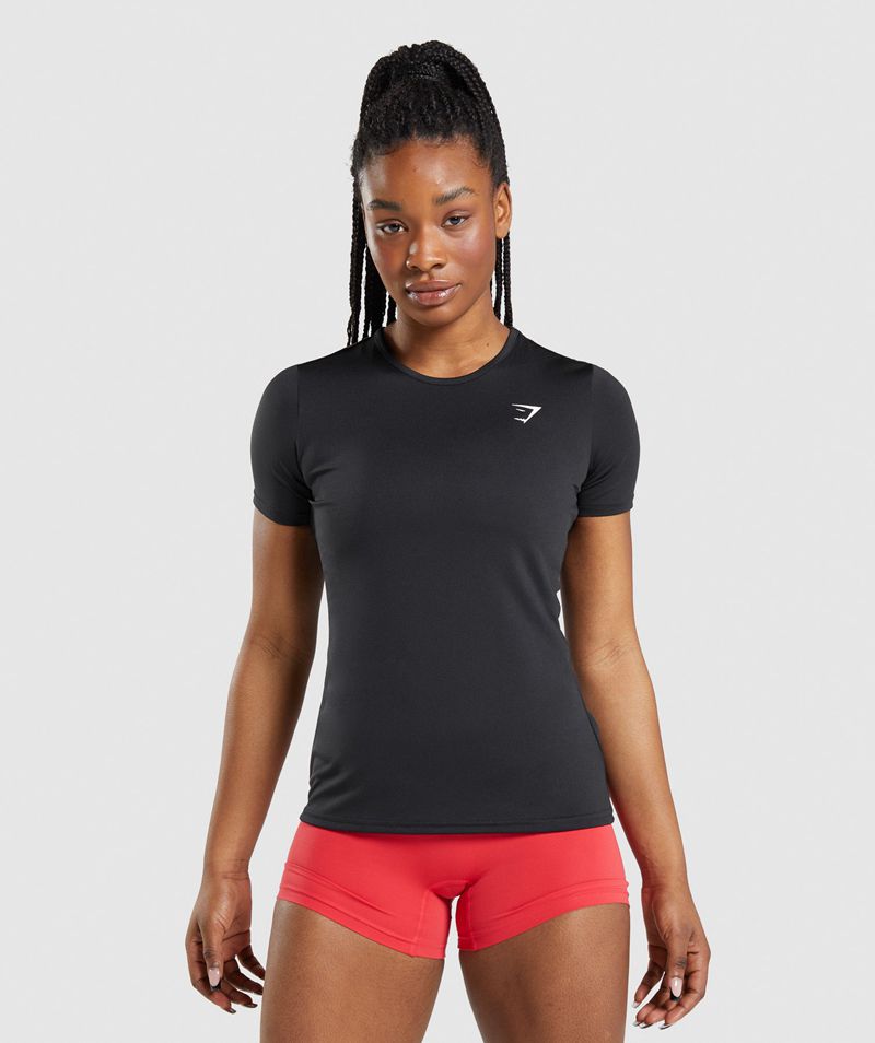 Women's Gymshark Training T-Shirts Black | USA 4369-RHIFS