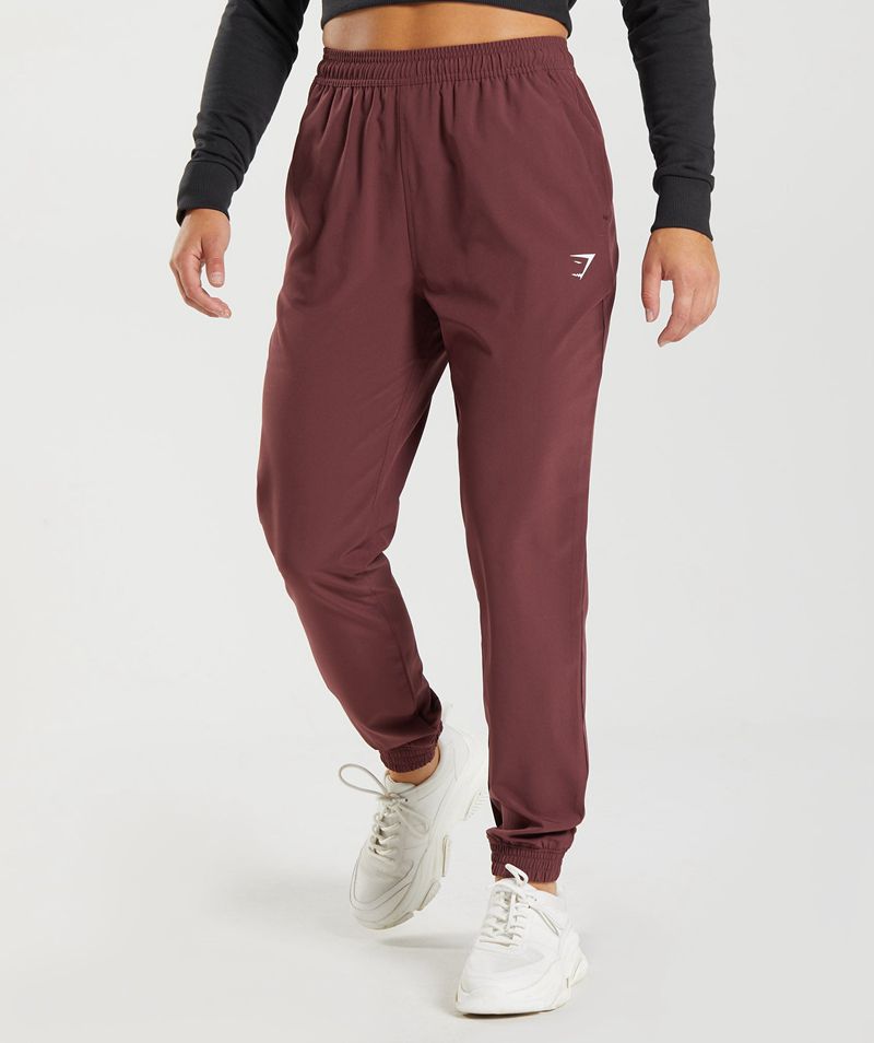 Women's Gymshark Training Woven Joggers Burgundy | USA 1358-QHYKS