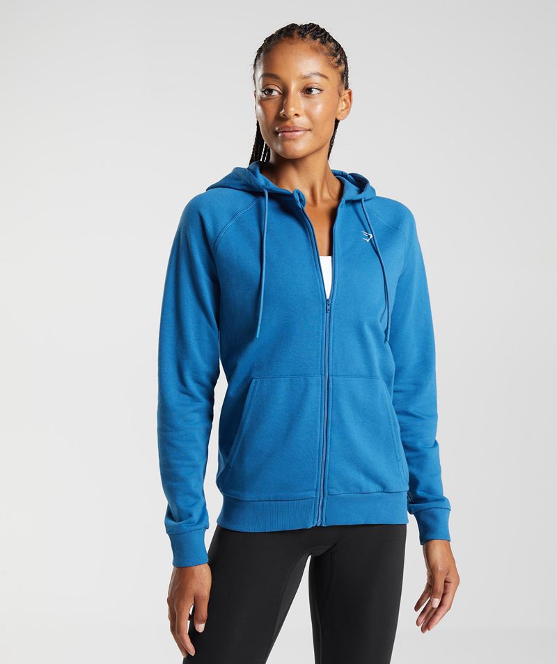 Women's Gymshark Training Zip Hoodie Blue | USA 5146-WZVUO