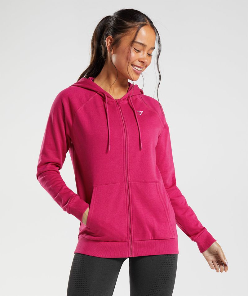 Women's Gymshark Training Zip Hoodie Pink | USA 5260-QSUIG