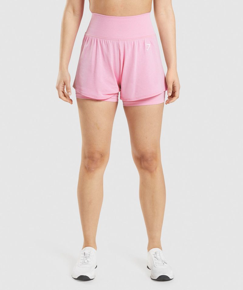 Women's Gymshark Vital Seamless 2.0 2-In-1 Shorts Pink | USA 2160-LORMQ