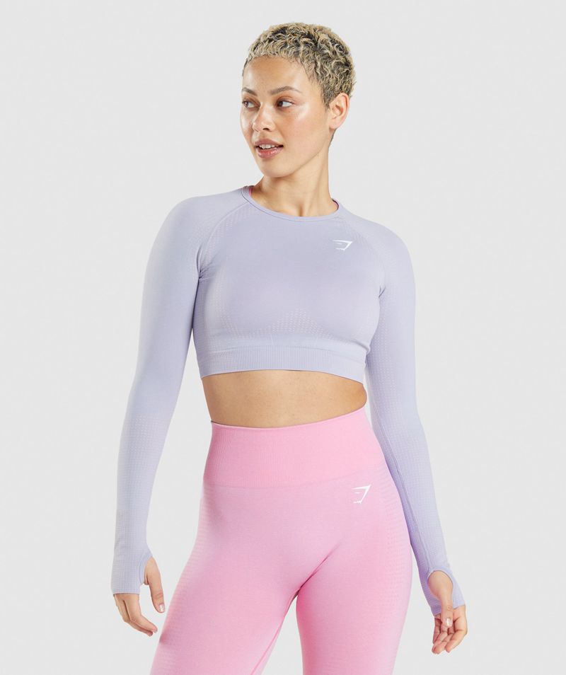 Women's Gymshark Vital Seamless 2.0 Crop Tops Blue | USA 0789-VRTSH