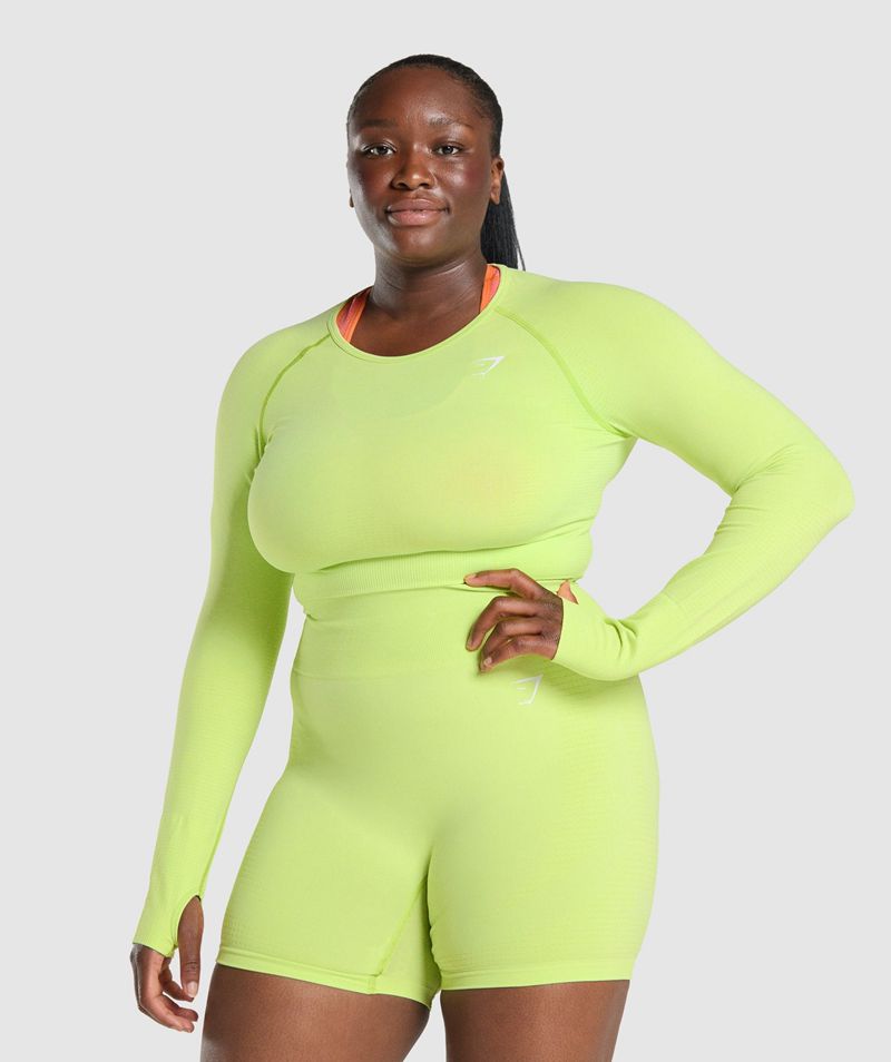 Women's Gymshark Vital Seamless 2.0 Long Sleeve Crop Tops Yellow | USA 7506-QROMP