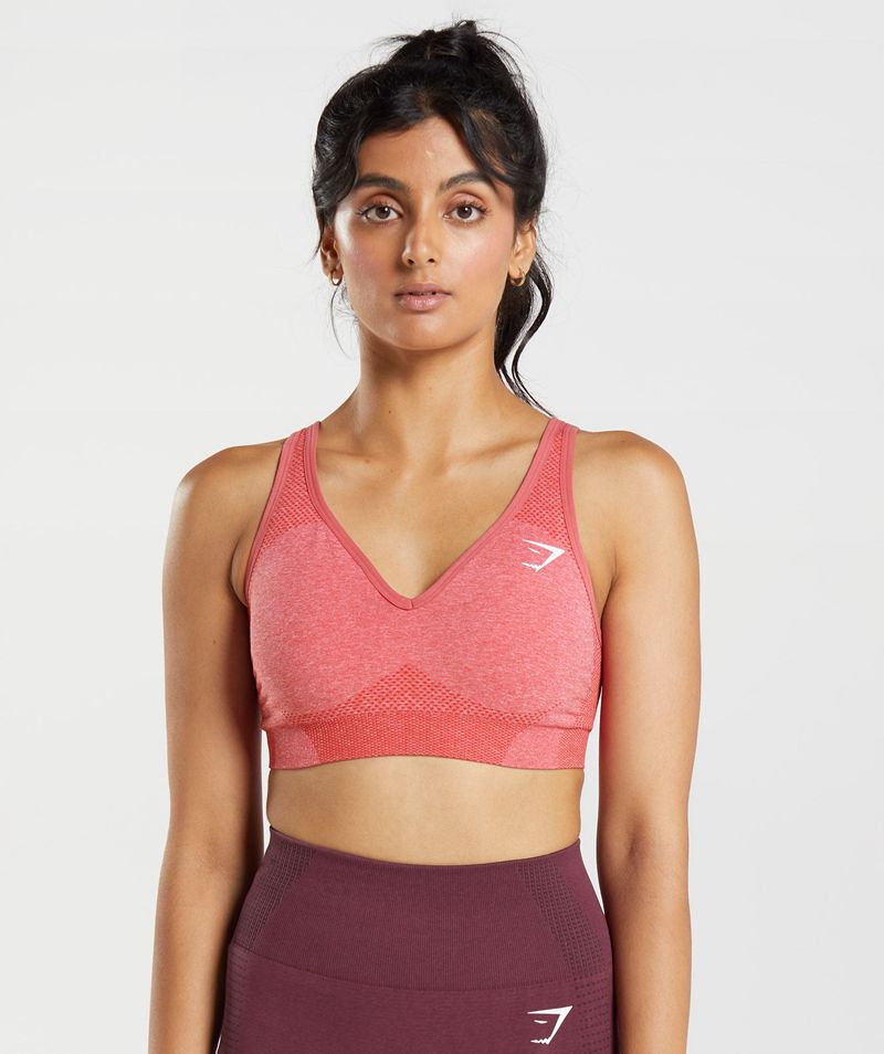 Women's Gymshark Vital Seamless 2.0 V Neck Sports Bra Red | USA 8260-LPAYB