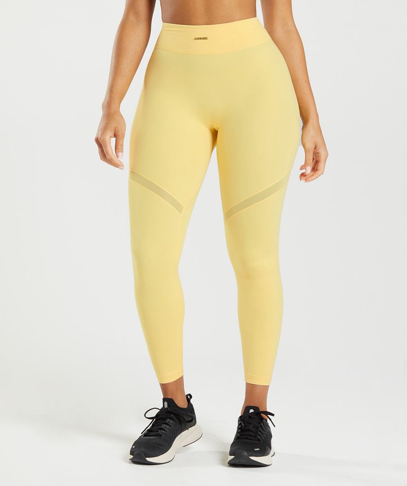 Women's Gymshark Whitney Mesh Leggings Yellow | USA 2537-AGILB