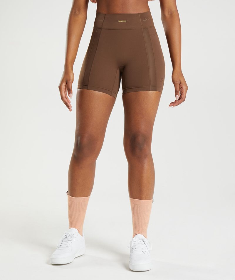 Women's Gymshark Whitney Mesh Shorts Brown | USA 8046-HCUFZ