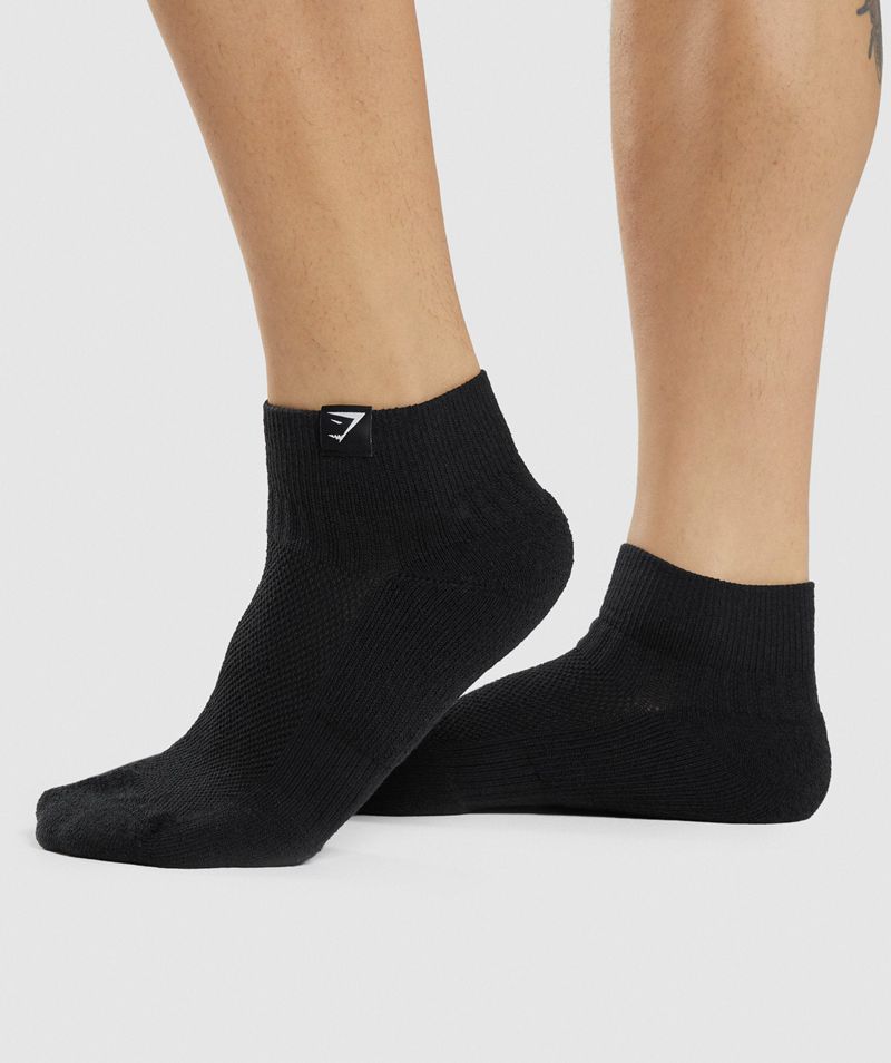 Women's Gymshark Woven Tab Sneaker 3pk Socks Black | USA 6825-BDMOR