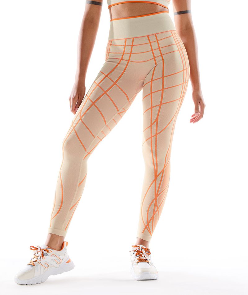 Women's Gymshark Wtflex Linear Seamless Leggings Grey Orange | USA 9468-THOSR