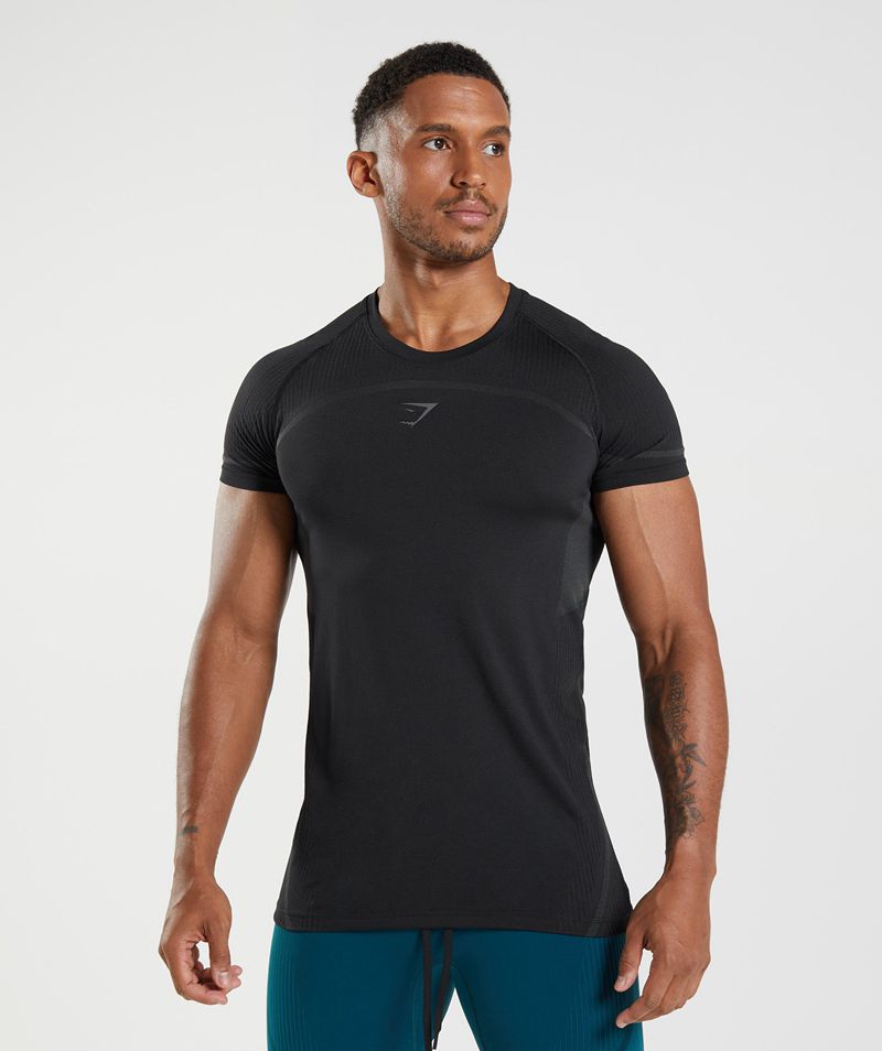 Men's Gymshark 315 Seamless T-Shirts Black | USA  2468-VKIRZ