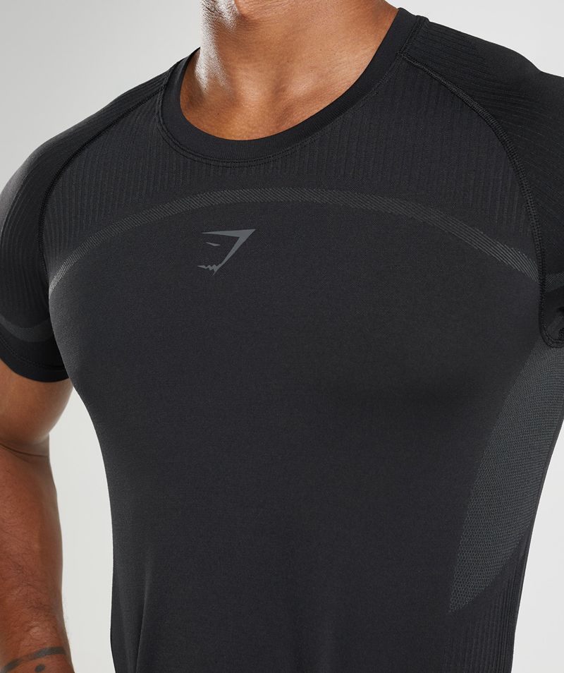 Men's Gymshark 315 Seamless T-Shirts Black | USA  2468-VKIRZ