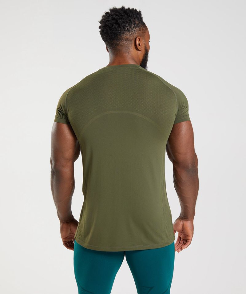 Men's Gymshark 315 Seamless T-Shirts Olive | USA  1092-MXDBZ