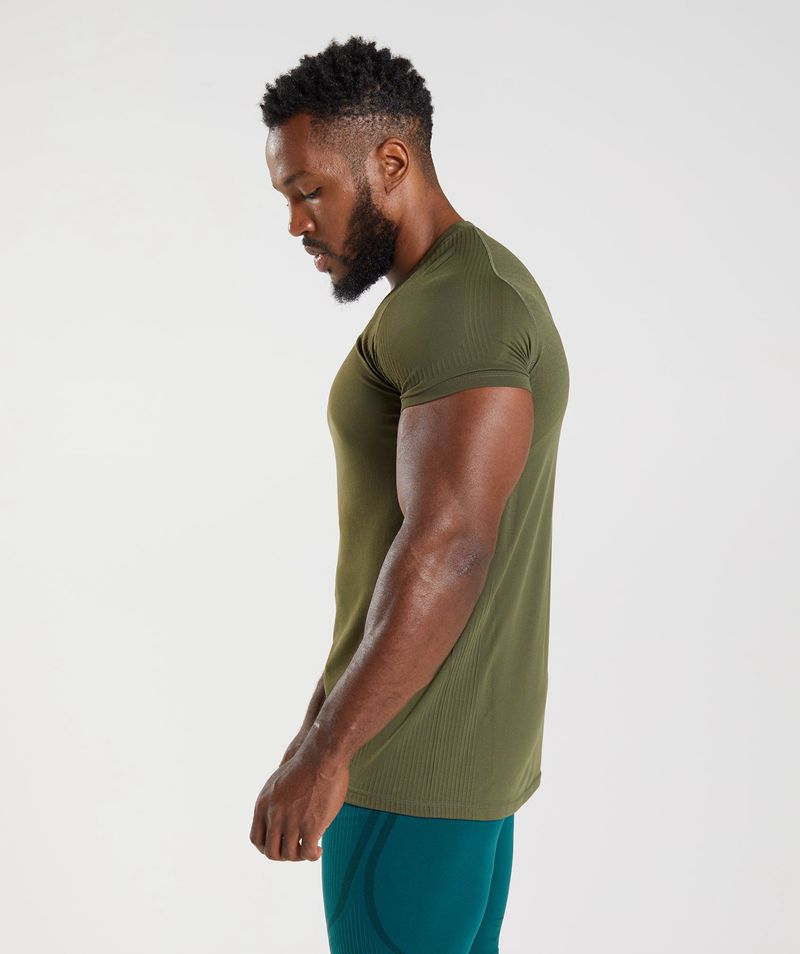 Men's Gymshark 315 Seamless T-Shirts Olive | USA  1092-MXDBZ