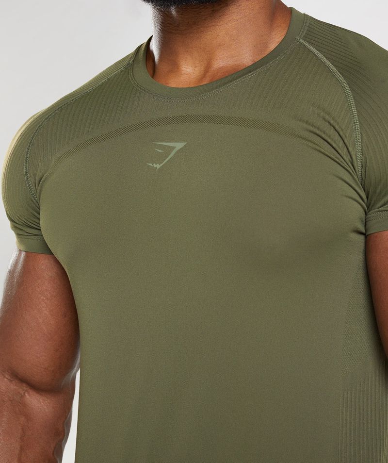 Men's Gymshark 315 Seamless T-Shirts Olive | USA  1092-MXDBZ