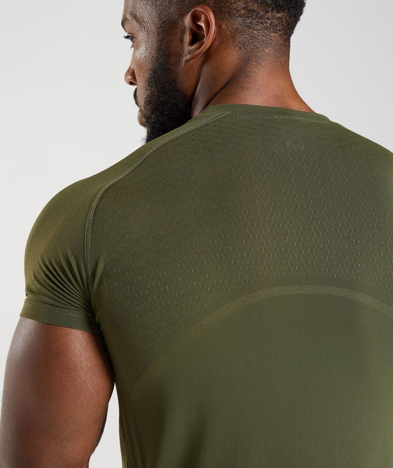 Men's Gymshark 315 Seamless T-Shirts Olive | USA  1092-MXDBZ