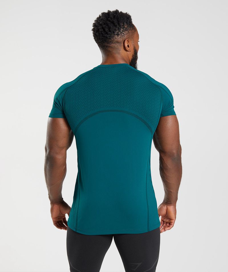 Men's Gymshark 315 Seamless T-Shirts Turquoise | USA  7516-ZSQUI