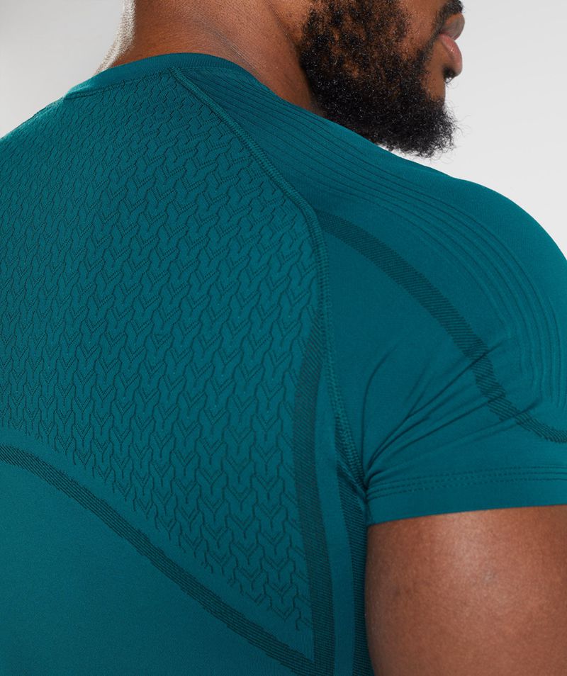 Men's Gymshark 315 Seamless T-Shirts Turquoise | USA  7516-ZSQUI