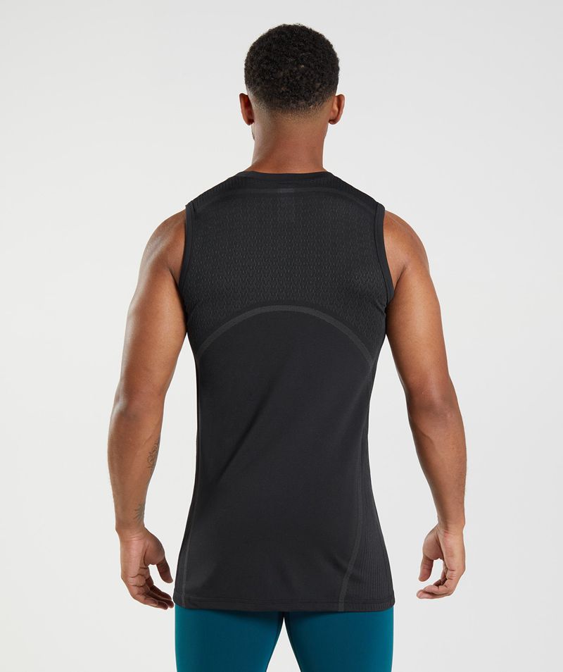 Men's Gymshark 315 Seamless Tank Tops Black | USA  8056-LEVAB