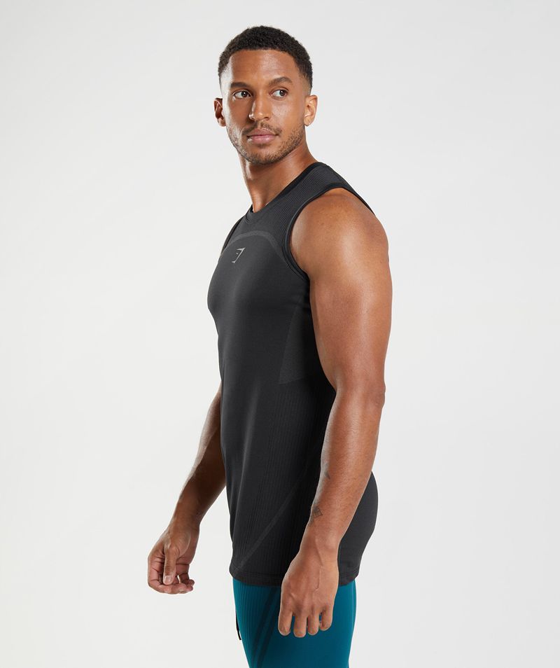 Men's Gymshark 315 Seamless Tank Tops Black | USA  8056-LEVAB