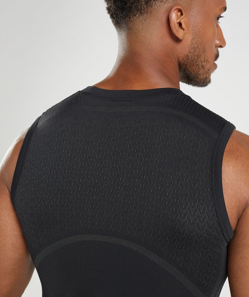 Men's Gymshark 315 Seamless Tank Tops Black | USA  8056-LEVAB