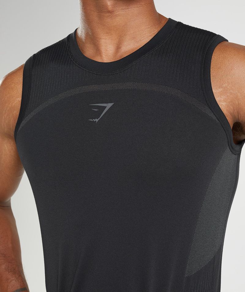 Men's Gymshark 315 Seamless Tank Tops Black | USA  8056-LEVAB