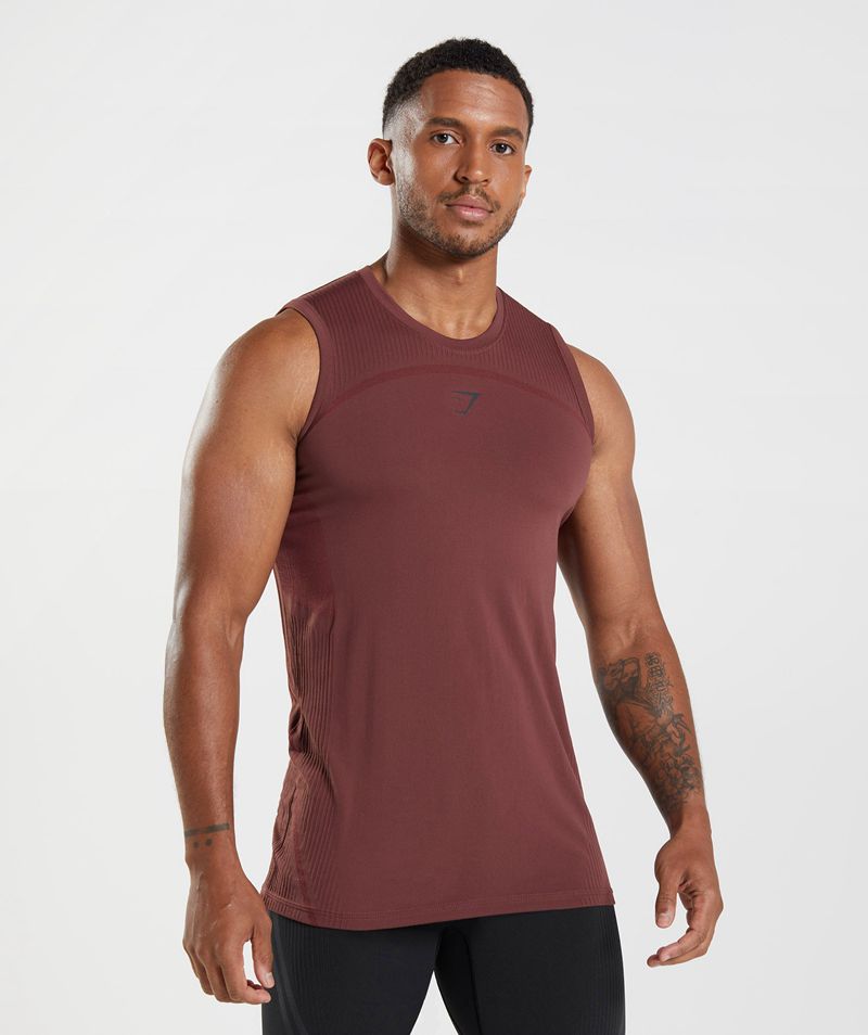 Men\'s Gymshark 315 Seamless Tank Tops Burgundy | USA  8956-CYROF