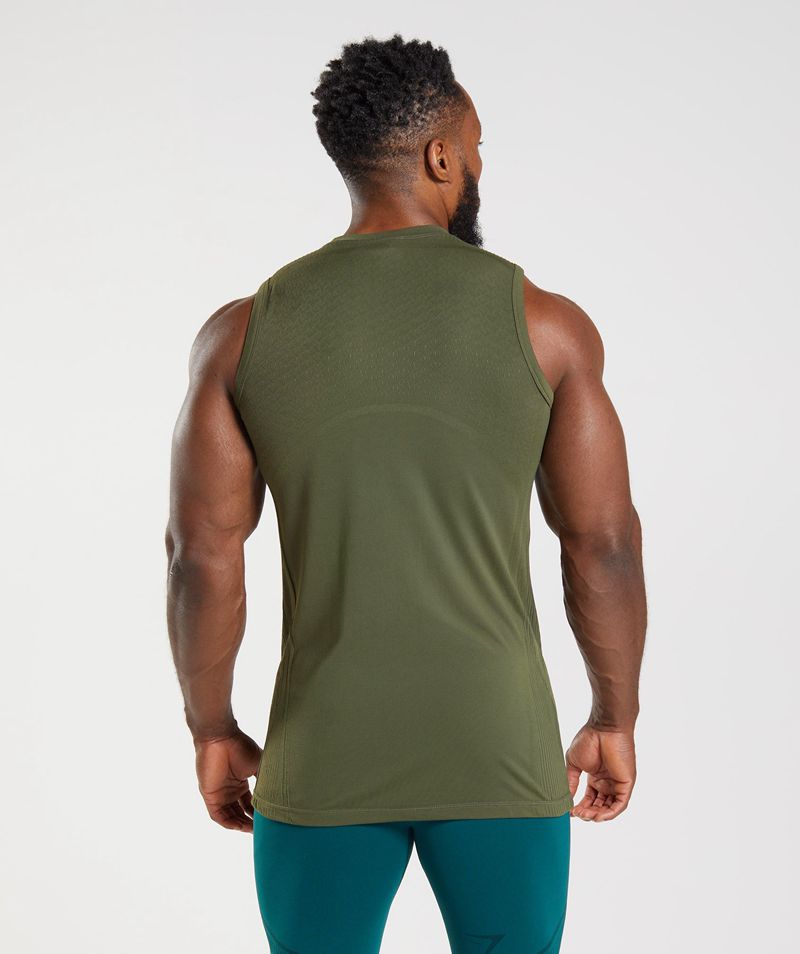 Men's Gymshark 315 Seamless Tank Tops Olive | USA  2941-XDLAB