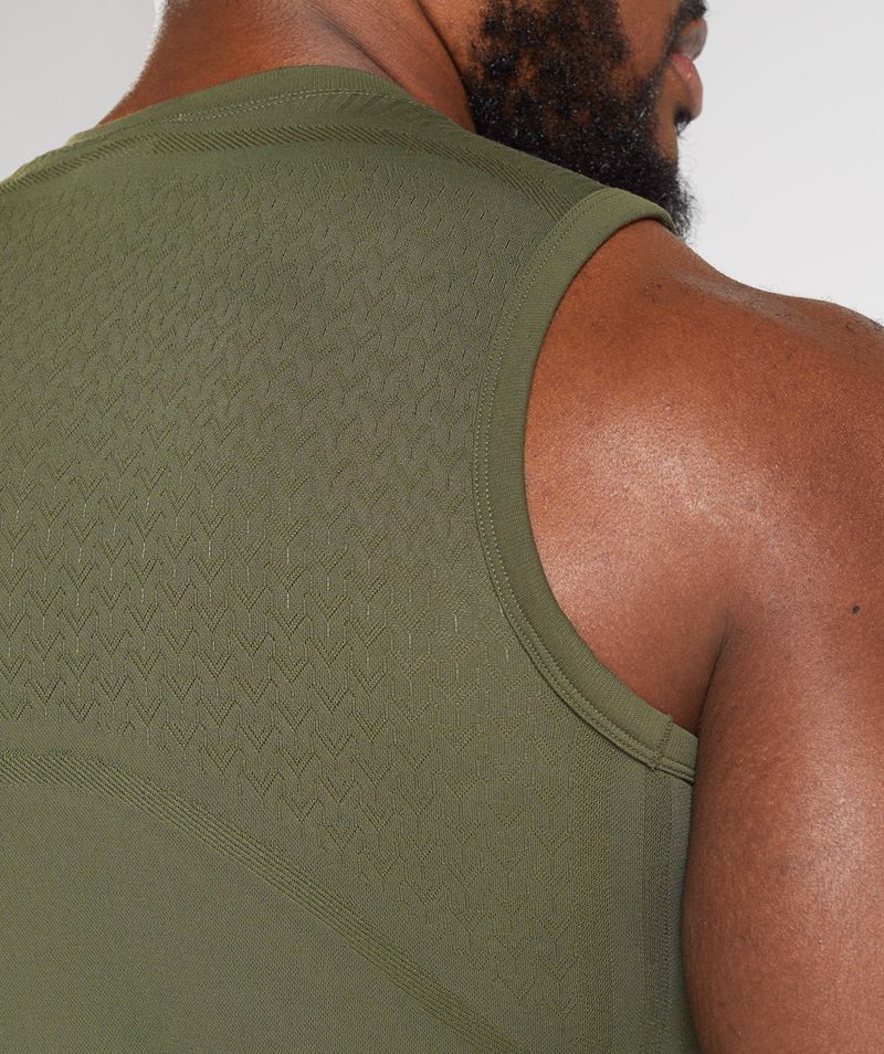 Men's Gymshark 315 Seamless Tank Tops Olive | USA  2941-XDLAB