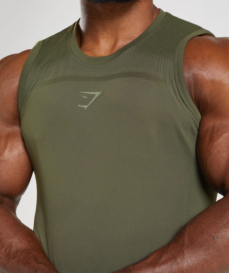 Men's Gymshark 315 Seamless Tank Tops Olive | USA  2941-XDLAB