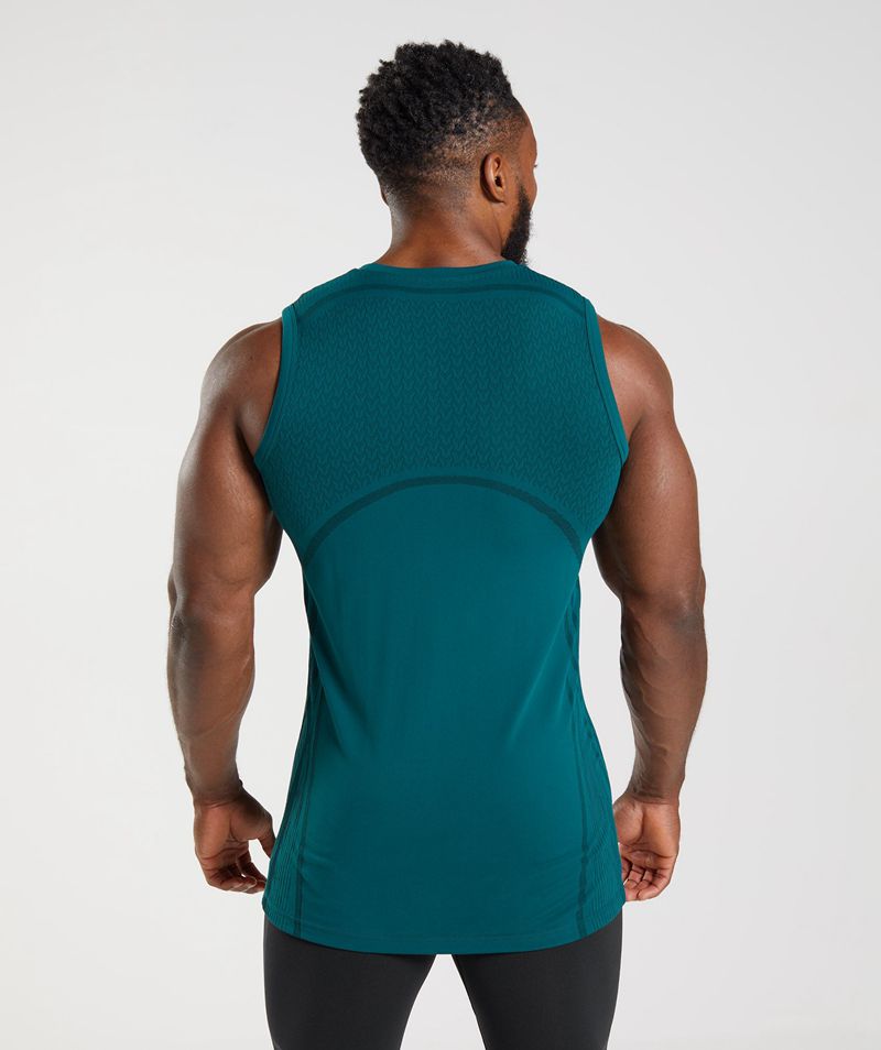 Men's Gymshark 315 Seamless Tank Tops Turquoise | USA  9165-JIFOC