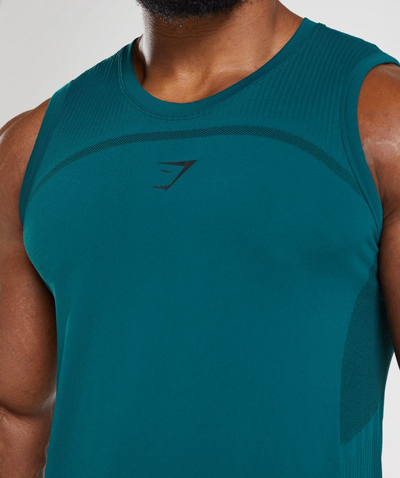 Men's Gymshark 315 Seamless Tank Tops Turquoise | USA  9165-JIFOC