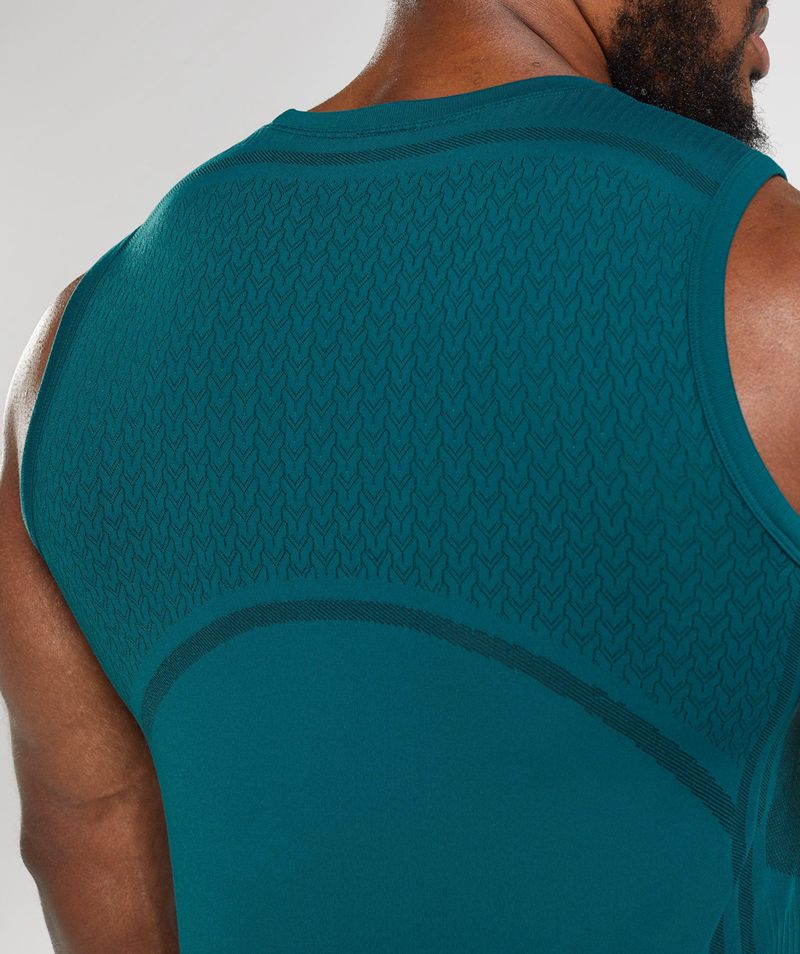 Men's Gymshark 315 Seamless Tank Tops Turquoise | USA  9165-JIFOC