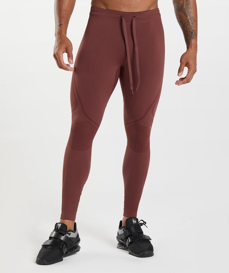 Men\'s Gymshark 315 Seamless Tights Burgundy | USA  5712-GXKDE