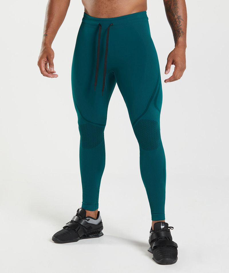 Men\'s Gymshark 315 Seamless Tights Turquoise | USA  4190-XDAEC